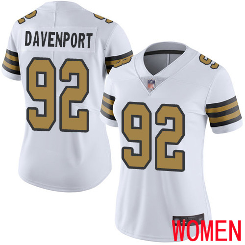 New Orleans Saints Limited White Women Marcus Davenport Jersey NFL Football #92 Rush Vapor Untouchable Jersey->women nfl jersey->Women Jersey